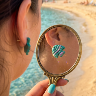 Holographic Fish Polymer Clay Earrings – Summer Ocean Vibes