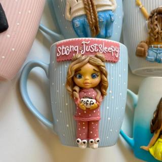 Strong Just Sleepy Mug – Cute Pajama Girl Coffee Cup