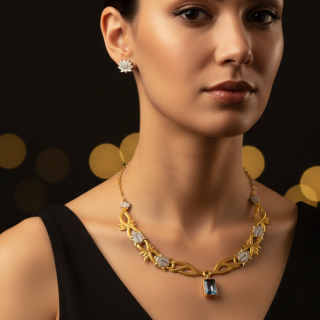 Handmade Khepri and Lotus necklace for women