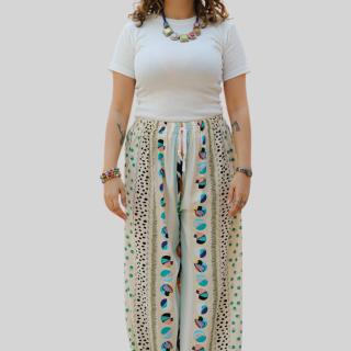 visocose printed pants begie multicolor