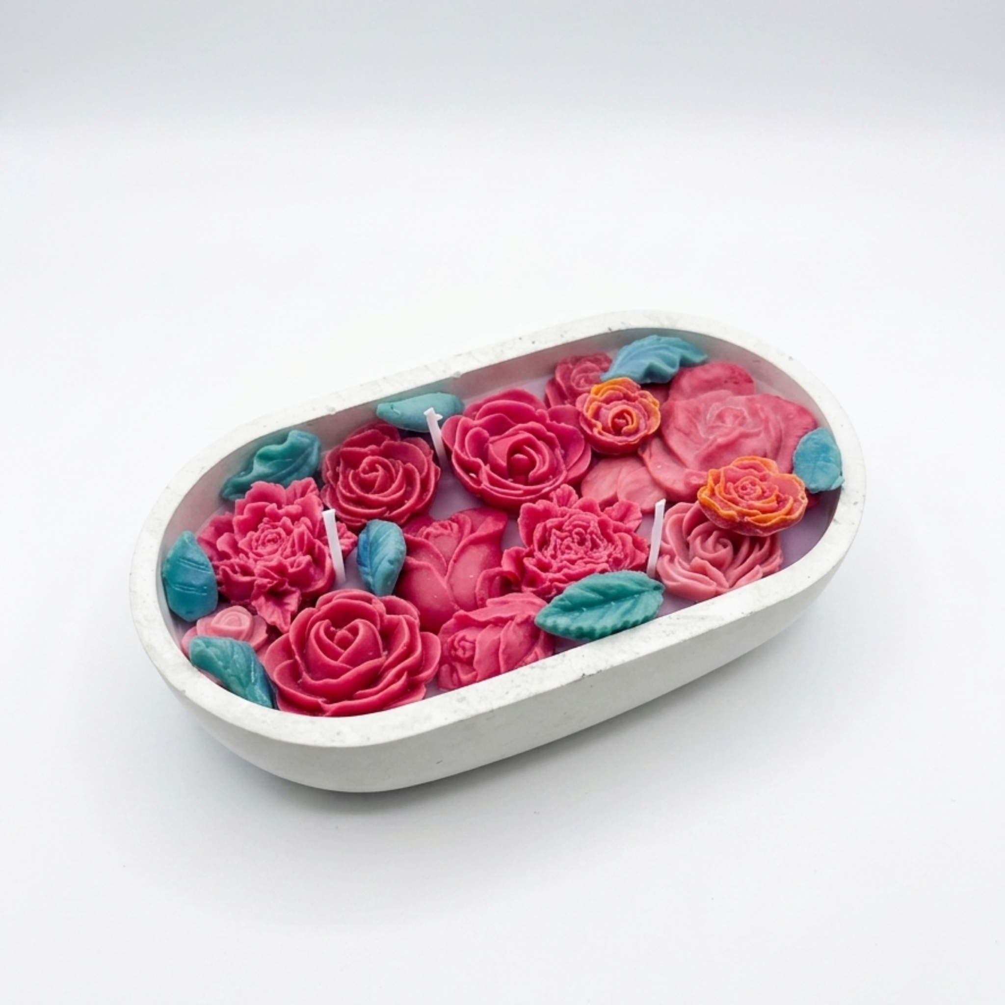 Floral Garden Scented Decorative Candle 2 Luxury Rose-Shaped Wax Candle Set
