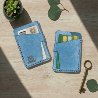 Metalic light blue card colders