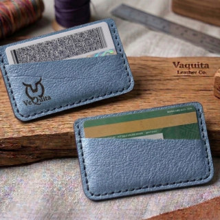 Metalic light blue card holder
