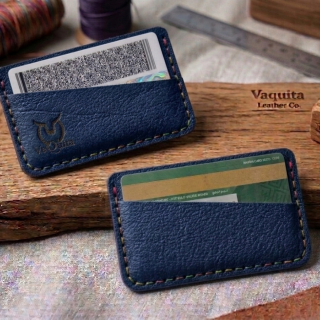 Metalic dark blue card holder