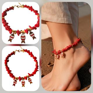 Red 3 Fishes Anklet