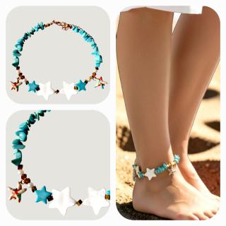 Turquoise Seashell Stars Anklet