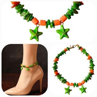 Green | Orange Stars Anklet
