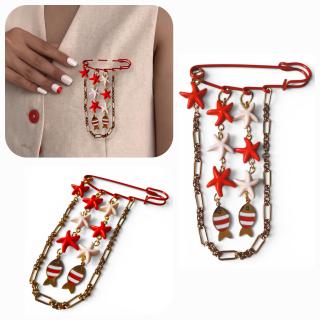 Red Stars | Fishes Pin
