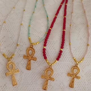Gold plated 18 k. Key of life with tiny stones
