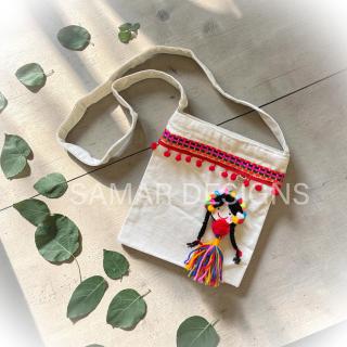 Handpainted Fabric Cotton cross Bag