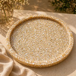 Luxury Shell Resin Serving Tray – 30 cm | Handmade Home Décor