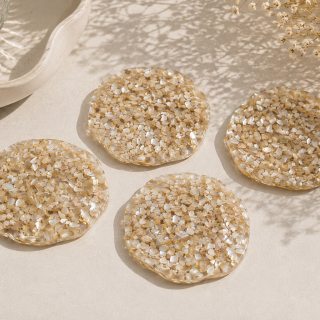Luxury Resin Coaster Set with Natural Shells