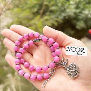 Pink agate bracelet rosary
