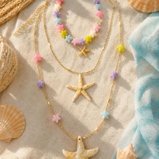 3-layered colorful stars necklCe