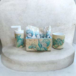 Mint shells bathroom set