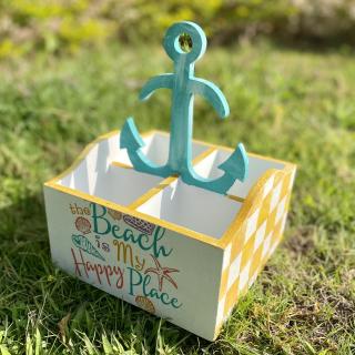 Retro Yellow Anchor Cutlery Holder