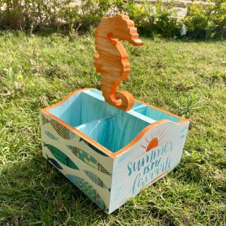 Orange Teal Sea Horse Cutlery Organizer