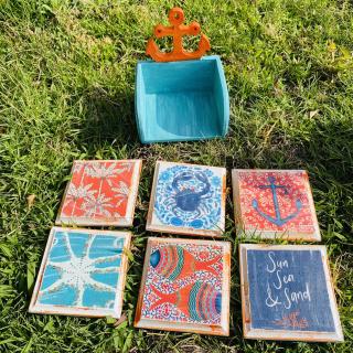 Orange Anchor Coasters