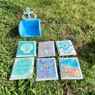 Blue Anchor Summer Coasters