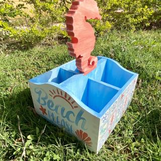 Coral Blue Sea Horse Cutlery Organizer
