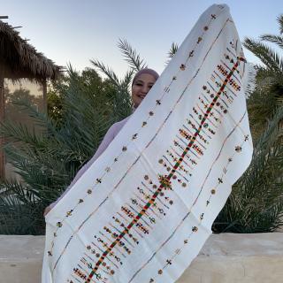 Siwi Embroidered Handwoven Linen shawl 220*80