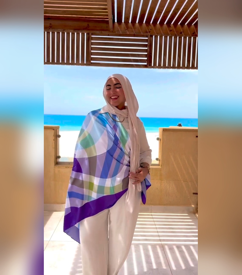 Purple Lines Shawl 2