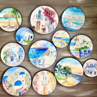 "Santorini Soleil" Wall Plates Collection