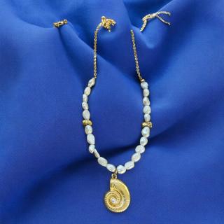 Namaste’s Golden Spiral Pearl Necklace