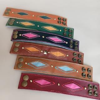 Genuine leather bracelet in various colors