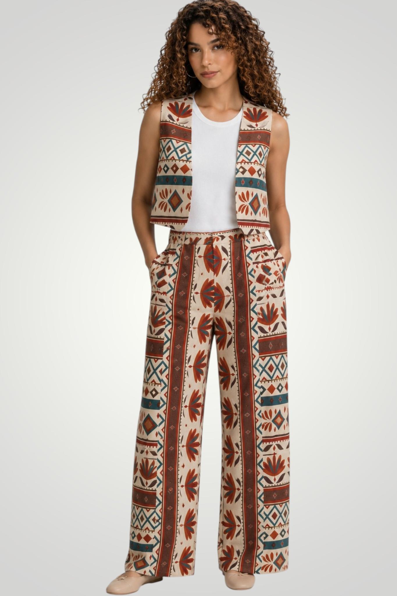 Terra Nomad Printed Linen Set 1 Nomad printed Set vest and pants