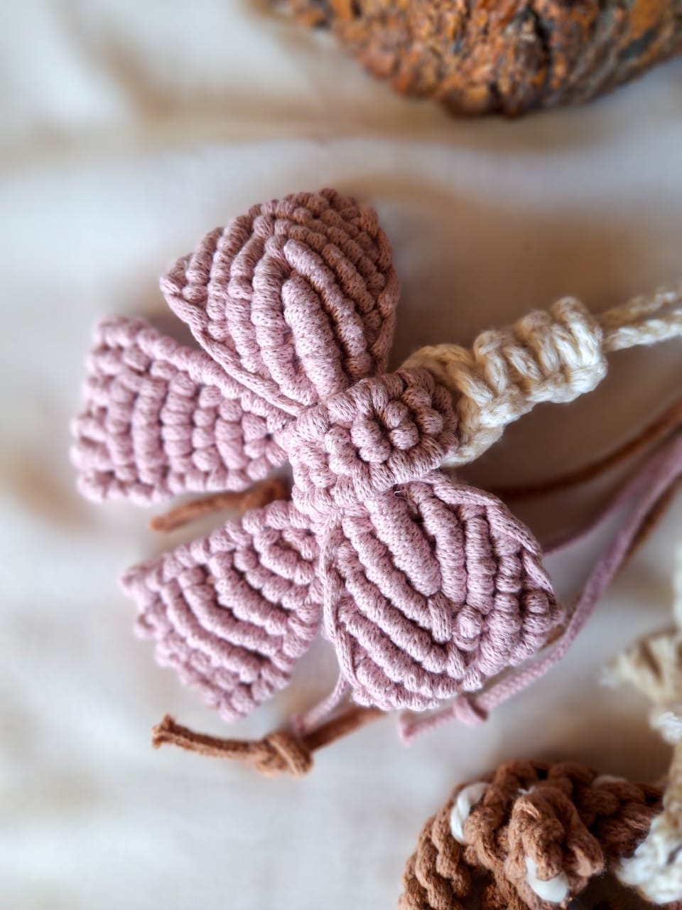 macrame bag charms 7 pink latte charm