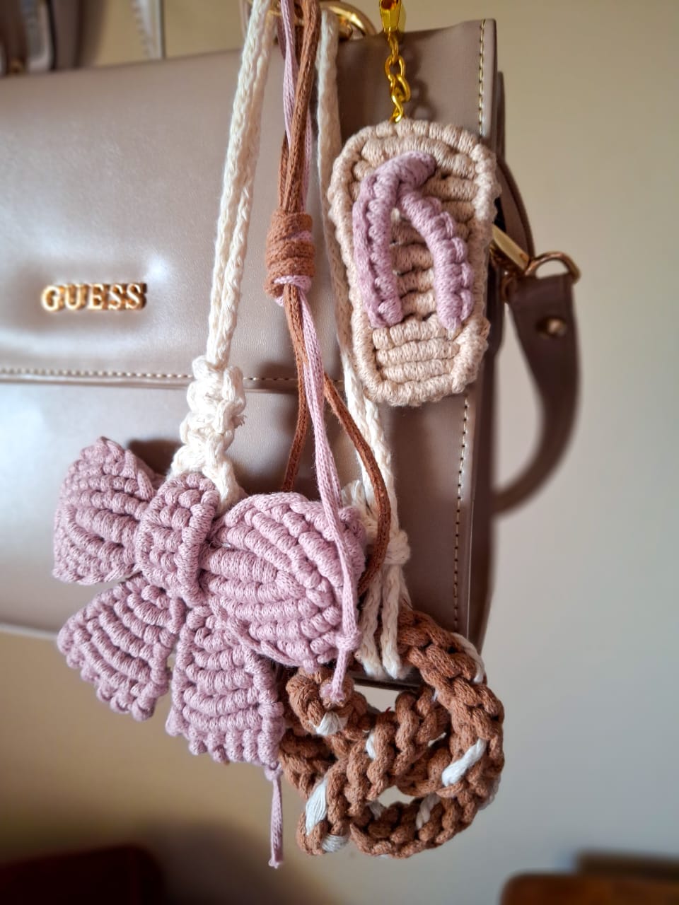 macrame bag charms 11 pink latte charm