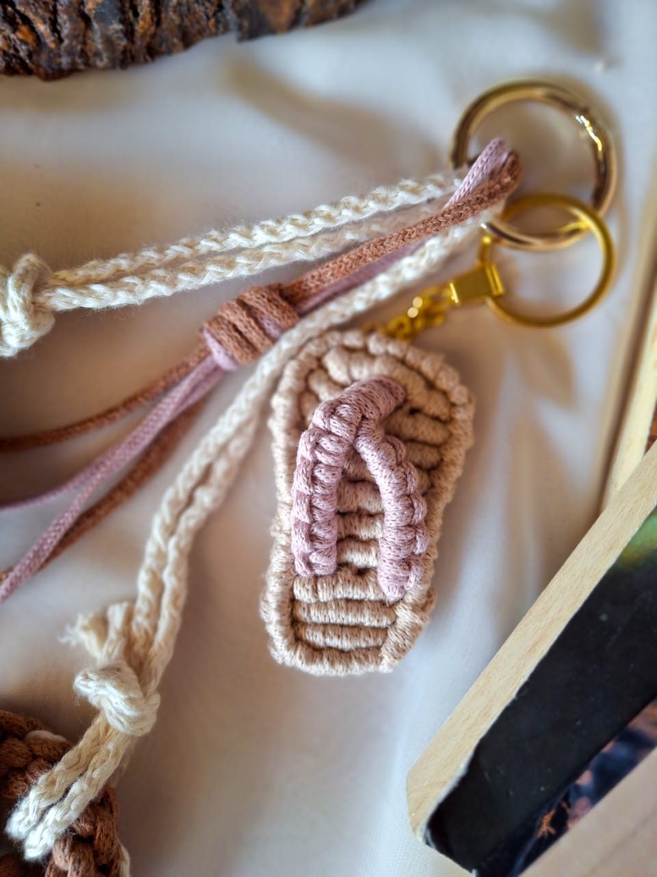 macrame bag charms 12 pink latte charm