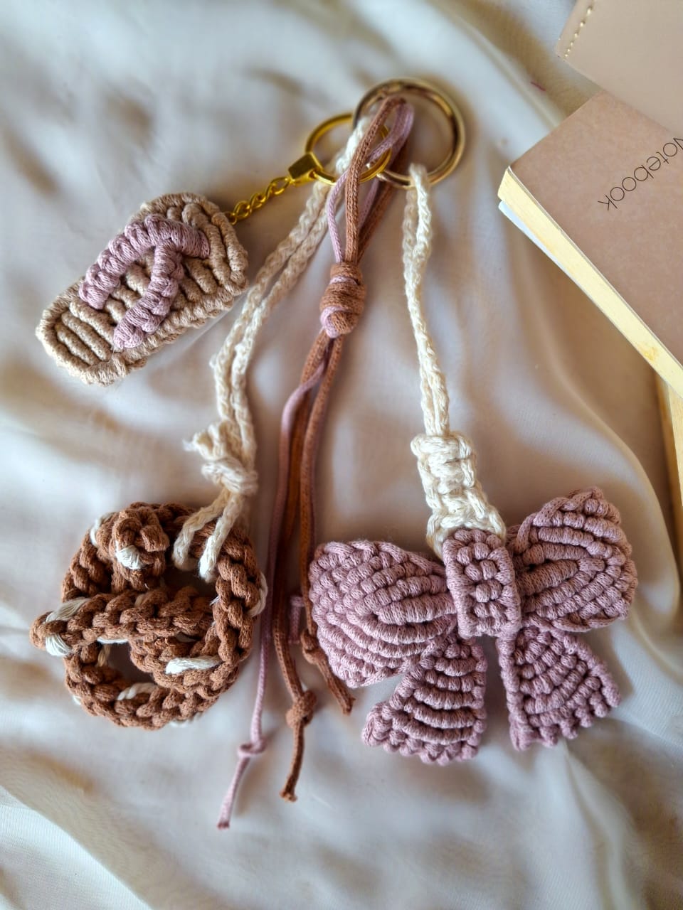 macrame bag charms 17 pink latte charm