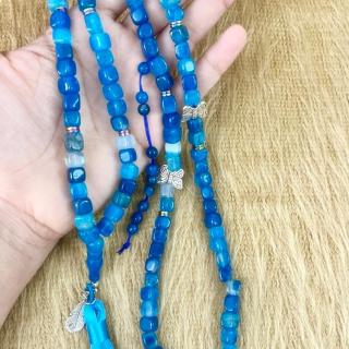 Blue cubic agate rosary