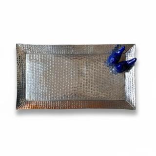 Contemporary Aluminum Art Tray with Glazed Birds-2