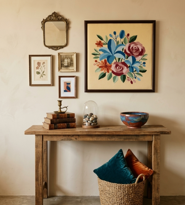 Square Handcrafted Floral Colored Tableau 1 Square Handcrafted Floral Colored Tableau