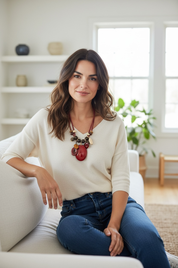 Burgundy Boho necklace 1 Burgundy Boho necklace