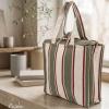 Green & Burgundy Striped Tote