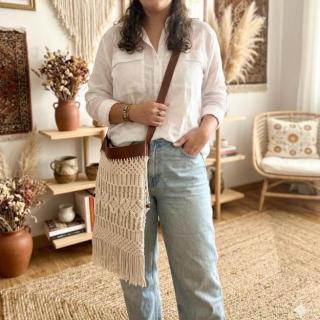 leather macrame bag
