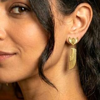 Gold plated Isis wing earrings
