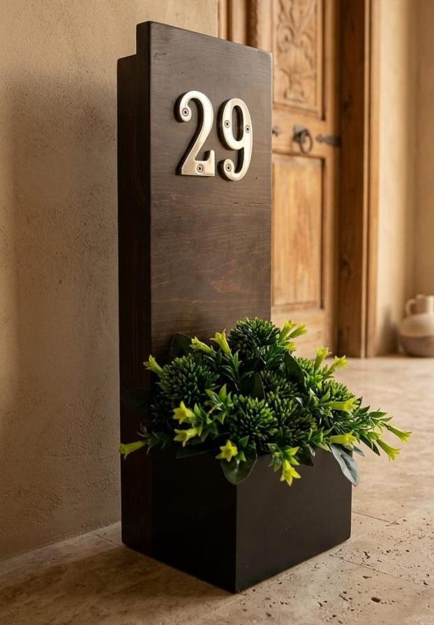 plain door sign with artificial flowers 1 plain door sign with artificial flowers