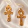 Gold plated key of life earrings
