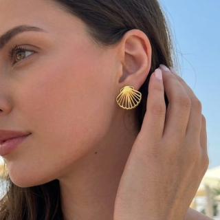 Golden Shell Earrings From Copper House