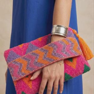 zigzag edge clutch - handmade statement bag