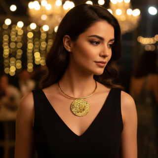 Handamade round textured necklace