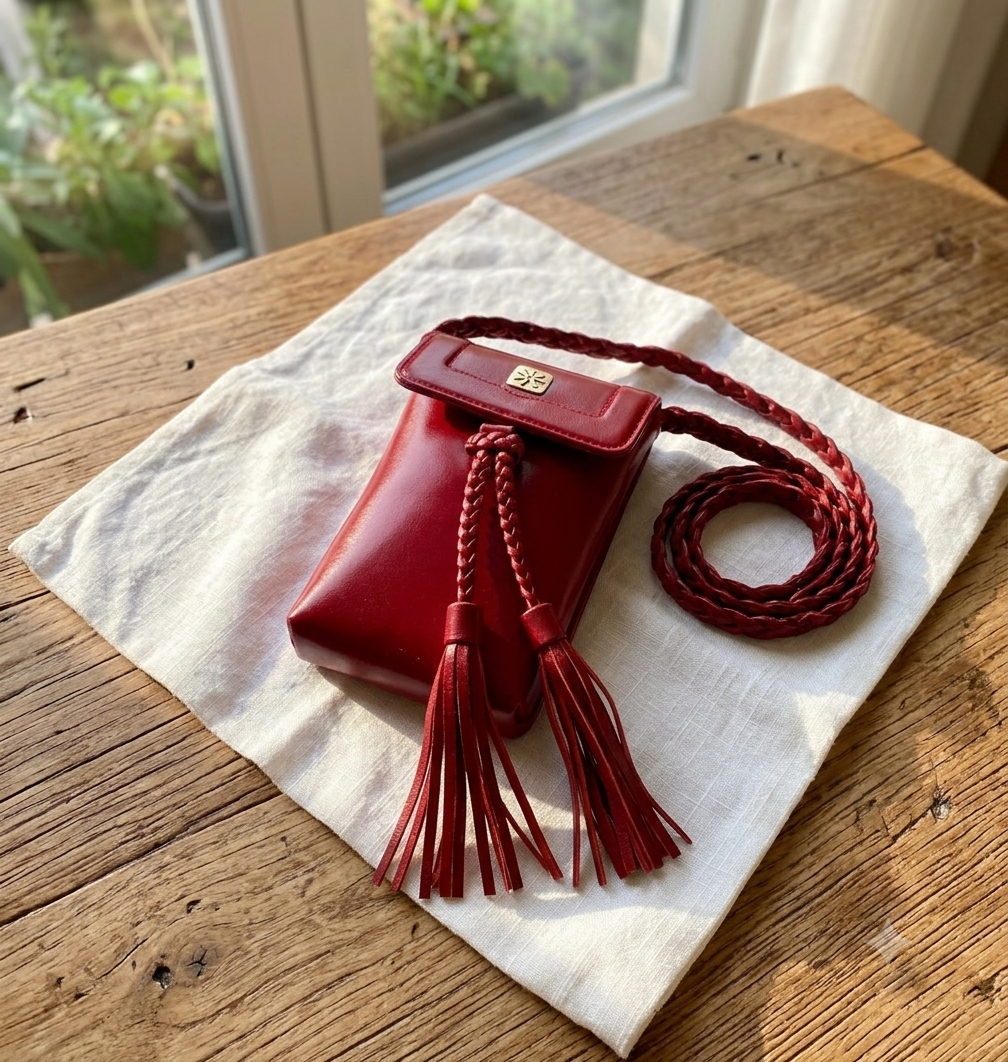 Genuine Leather Crossbody Bag with Braided Handle - Timeless Elegance 11 1781521397963