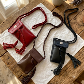 Genuine Leather Crossbody Bag with Braided Handle - Timeless Elegance