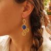Gold plated brass earrings with lapis lazuli stones (E213XMG)