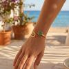 Gold plated brass cuff bracelet with green agate stone (B200XMG)